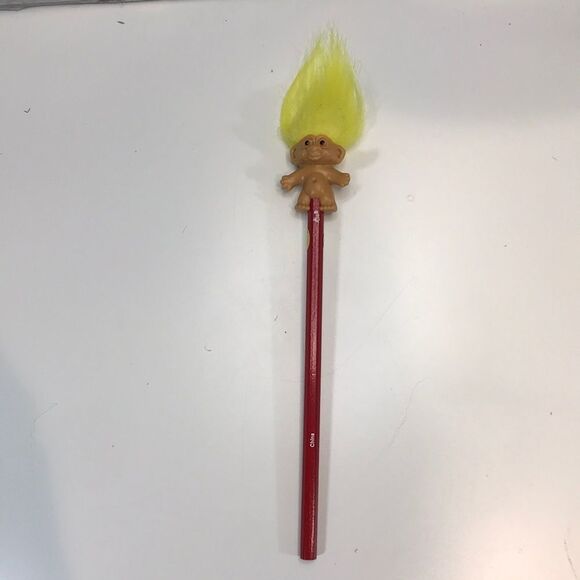 russ Trolls Vintage Pencils Toppers Yellow Hair New Old Stock - Picture 2 of 4